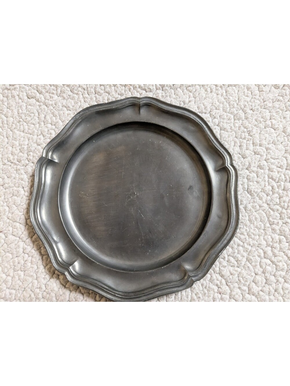 Antique Vintage Continental Pewter Wavy Edge Multi-Reed Plate England